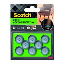 Scotch - Lot de 8 patins adhésifs alvéolé eur diam. 22 mm, gris