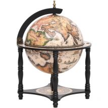 Décoshop26 - Globe bar support à vin bar forme globe noir bois d'eucalyptus massif noir DEC024455