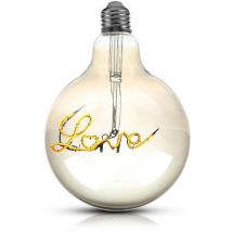 2700 Ampoule a' filament led 5W avec e'criture d'amour et verre ambre' lumie're blanc chaud 2200K E27 par samsung - V-tac