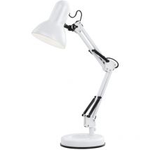Lampe de bureau lampe de lecture lampe de table lampe de chevet orientable blanc, bras et spot mobiles, métal, 1x E27, LxH 40 x 60 cm