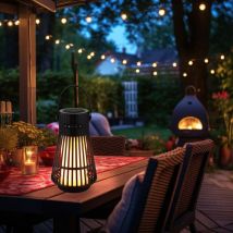 Lampe à poser boîtier Bluetooth led effet feu éclairage extérieur IP65 haut-parleur usb