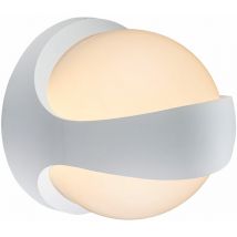 Wandleuchte Up Down Außenlampe Fassadenleuchte weiß Balkonleuchte Kugel, Aluminium, 1x led 12W 520Lm warmweiß, HxBxA 20x20x18 cm