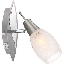 Applique Murale Lampe Luminaire Métal Nickel Chrome Mat Opale Eclairage Chambre Lit
