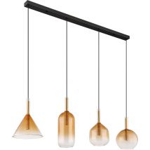 Suspension lampe suspendue plafonnier lampe de salle à manger métal verre ambre L 110cm