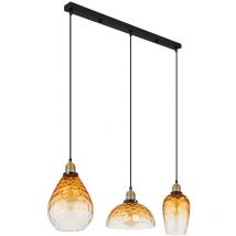Globo - Suspension plafonnier lampe de salle à manger suspension verre ambre à 3 lampes