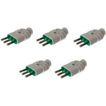 5x Prise Professionnelle 10A 2P+T Blanc Mâle Norme Italienne 250V - Gloca