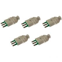 5x Spina Professionale Volante 16A 2P+T Bianco Maschio Standard Italiano 250V - Gloca
