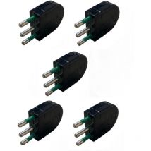 5x Spina Volante 16A 2P+T Nera Maschio Standard Italiano 250V - Gloca