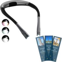 Ontway - Lampe de Lecture de Cou Rechargeable, Lampe pour lecture au Lit, 3 Couleurs, 6 Niveaux de Luminosité, Bras Pliables, Longue Durée de Vie,