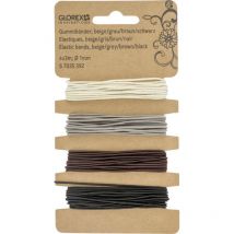 Glorex Gummibänder beige/grau/braun/schwarz 4 x 3 m, ø 1 mm Schmuckbasteln
