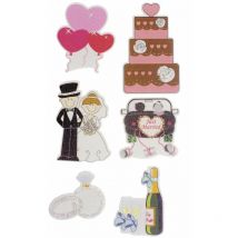 Glorex Holzsticker Hochzeitsdeko 6 Stück Bastelmaterial