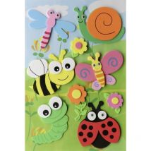 Glorex Moosgummi 3 d Gartentiere 7,5x5cm, selbstklebend Bastelmaterial