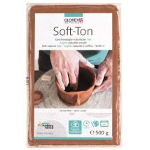 Glorex Soft-TON Terracotta 500g 6 8075 137-Terracotta 500 g, Argilla Naturale, particolarmente Morbida ed Elastica, indurente all'Aria forni, Molto
