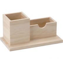 Stiftehalter aus Kiefernholz – 19 x 11 x 9,6 cm – 2 Fächer – FSC-zertifiziert