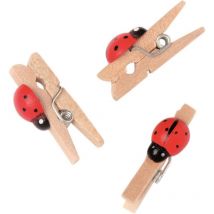 Glorex Wäscheklammer Marienkäfer 12 Stück Marienkäfer Mini Bastelmaterial