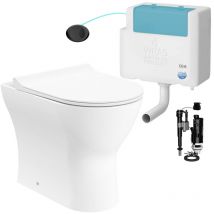 Gloss White Rimless Back to Wall Toilet and Concealed Cistern Set - Bottom Entry