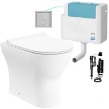 Fnx Bathrooms - Gloss White Rimless Back to Wall Toilet and Concealed Cistern Set - Side Entry