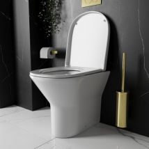 Gloss White Rimless D Shape Back to Wall Toilet Pan with Soft Close Seat