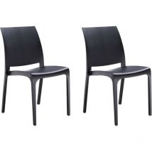 Gloupie - Set 2 Sedia Volga In Polipropilene Nero,54x46x81Cm,Peso 3,5Kg,Per Interno/Esterno,Made In Italy,Sedie Impilabili