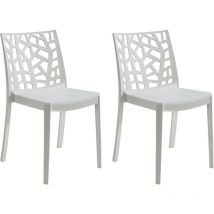 Gloupie - Set 2 Sedie Matrix In Polipropilene Bianco, Dim. 55x47x82 Cm,Peso 4 Kg,Per Interno Ed Esterno,Made In Italy,Impilabili