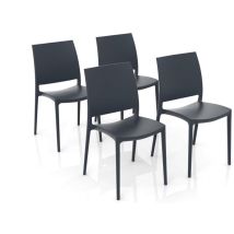 Gloupie - Set 4 Sedie Da Esterno e Interno Impilabile Life In Polipropilene Neutro Rinforzato Grigio Metal 43,5 x 50,5 x h 84 Cm