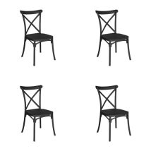 Set 4 Sedie Da Interno Ed Esterno Frankie In Polipropilene Nero, Impilabile, L 47,5 X P 48 X H 88 Cm - Gloupie