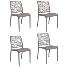 Gloupie - Set 4 Sedie Ninfa In Polipropilene Taupe,impinabili, 46x54x80 Cm, Peso 3,3 Kg,schienale A Forma Di Ninfee,made In Italy