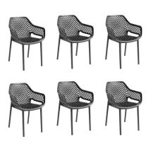 Set 6 Poltrone Aria In Polipropilene Nero, Impilabile,58x60x82 Cm, 3,8 Kg, Schienale Ergonomico, Made In Italy - Gloupie