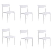 Gloupie - Set 6 Sedie Provence In Polipropilene Bianca, Impinabili,46x54x80 Cm, Peso 3,3 Kg, Design Vintage, 100% Made In Italy