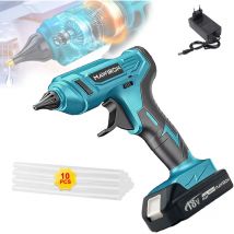 Glue Gun, 100W Cordless Electric Hot Melt Glue Gun with 10pcs 11mm Glue Sticks 3.0A Battery + Charger, Compatible with Makita Battery