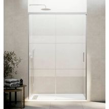 GME - basic Mampara Frontal Ducha Corredera 1F+1C Nickel Vidrio Decorado - Medida: 145-150 cm - Medida: 145-150 cm - ref: FBNK150S