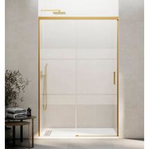 Basic Mampara Frontal Ducha Corredera 1F+1C Oro Vidrio Decorado - Medida: 150-155 cm - Medida: 150-155 cm - ref: FBOR155S - GME