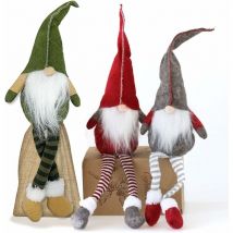 Memkey - gnome de Noel - Lot de 3 Nains de Noël - Ornements de Noël — tomte scandinave Fait Main pour décoration de Maison — Jolis Ornements de Père