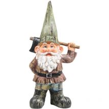 Jardindeco - Gnomo da giardino in resina 40 cm Ascia