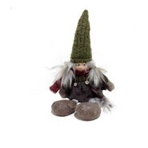 GNOMO DEI BOSCHI FEMMINA IN TESSUTO TESTA IN RESINA 14cmDECORO PUPAZZO