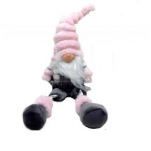 LCD - gnomo dei boschi pupazzo decorativo rosa e grigio 40cm decoro pupazzo