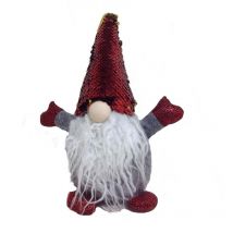 LCD - gnomo dei boschi pupazzo rosso con cappelli paiette cambia colore 22cm decoro pupazzo