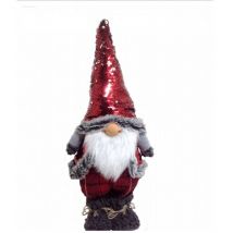 Gnomo dei boschi soggetto paiette decorativo rosso 54cm decoro pupazzo