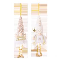 Gnomo di Natale illuminato fatto a mano Elfo Ornamento Set 2 pezzi Appeso Peluche Gnomo di Natale in peluche Ciondolo (12')