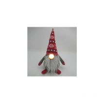 Gnomo natalizio LED seduto Hagin 36 cm 2xCR2032 Rosso e grigio