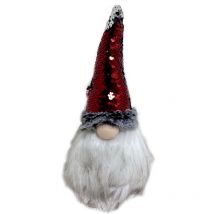 Gnomo testa decorativa da appendere con paiette e pelliccia 20cmDECORO pupazzo