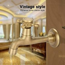 Générique Antique Robinet En Laiton Poignée Lessive Salle De Bains Montage Mural Lave-linge Robinet Extérieur Jardin Tuyau Simple Robinet Froid Long,