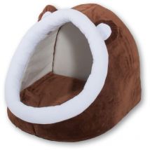 Dogogo - go gift Box mit Ohren für eine Katze – braun und weiß – 40 x 45 x 34 cm