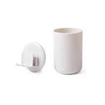 Gobelet à brosse à dents avec crochet, porte-brosse à dents de salle de bain, boîte de rangement d'accessoires(Etagère blanche + tasse blanche)