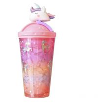 Fei Yu - Gobelet à glace licorne dégradé avec paille en forme de cœur pour fille