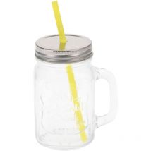 Gobelet en verre Well Home 450 ml avec paille jaune