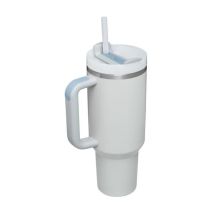 Gobelet isotherme en acier inoxydable de 40 oz - Gobelet de voyage d'aventure avec poignée, paille et couvercle