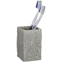 Gobelet Salle de Bain, Porte Brosse à Dent, Granite, Polyrésine effet granit, 6x10,5x6 cm, Gris - Wenko