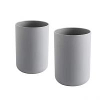 2 Stück Zahnputzbecher, Badezimmer-Zahnbürstenhalter, Becher, Plastikbecher 300 ml (Grau und Grau)