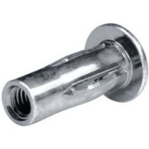 Blindnietmutter Stahl verzinkt, Flachkopf, m 10, 31,3 mm lang, Rundschaft geschlitzt, offen - Goebel